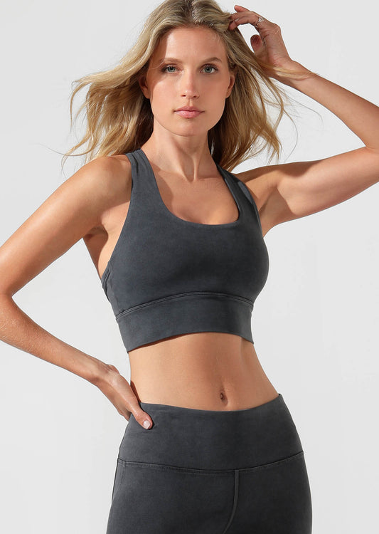 Lorna Jane High Coverage Sports Bra - Washed Black