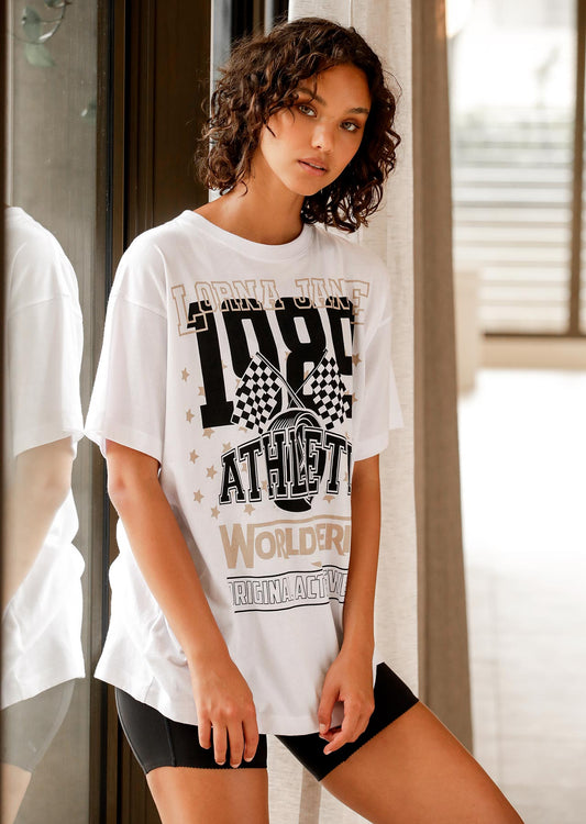 Lorna Jane Hoop Time Oversized Tee - White