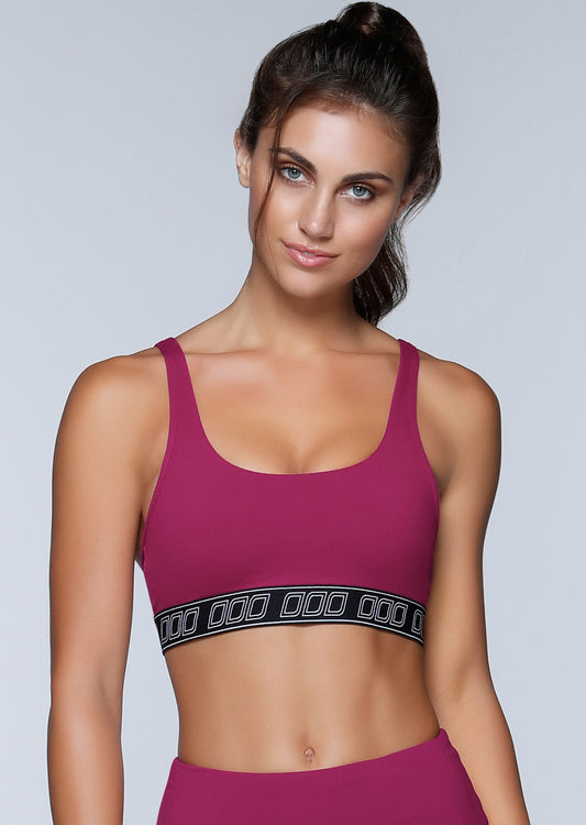 Lorna Jane Iconic Compact Sports Bra - Beetroot/Black