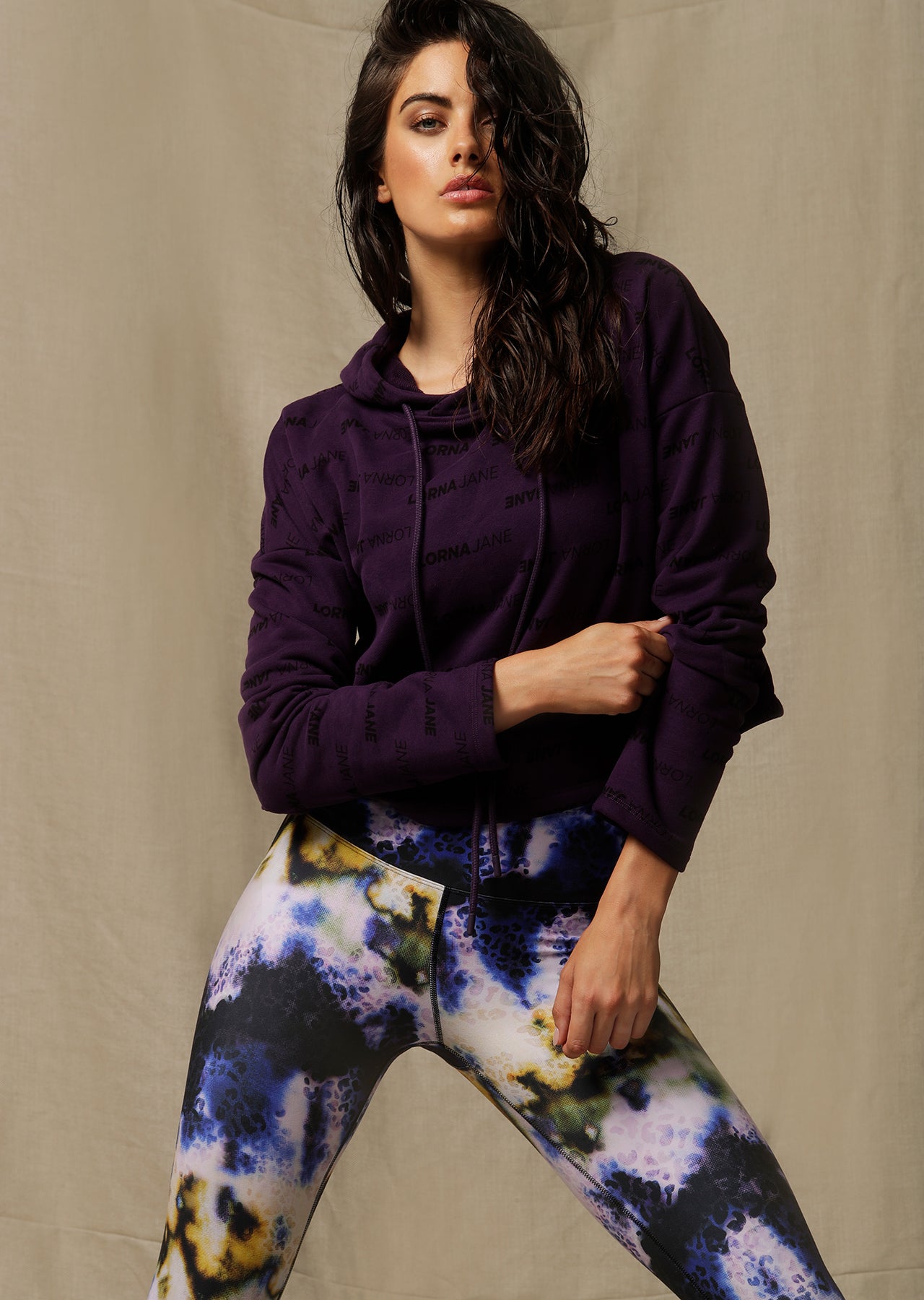 Lorna Jane Iconic Cropped Hoodie - Midnight Purple