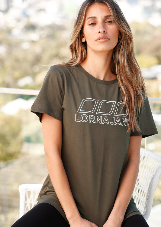 Lorna Jane Iconic Tee - Dark Safari