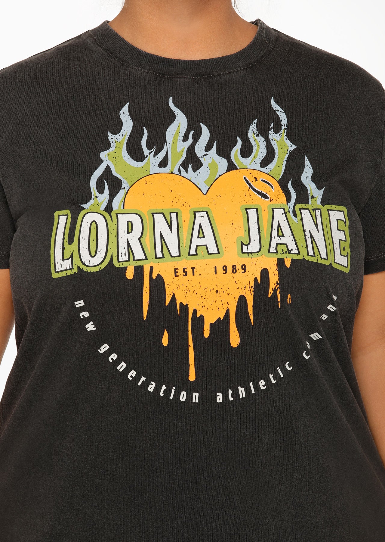 Lorna Jane Y2K Washed Classic Tee - Washed Black