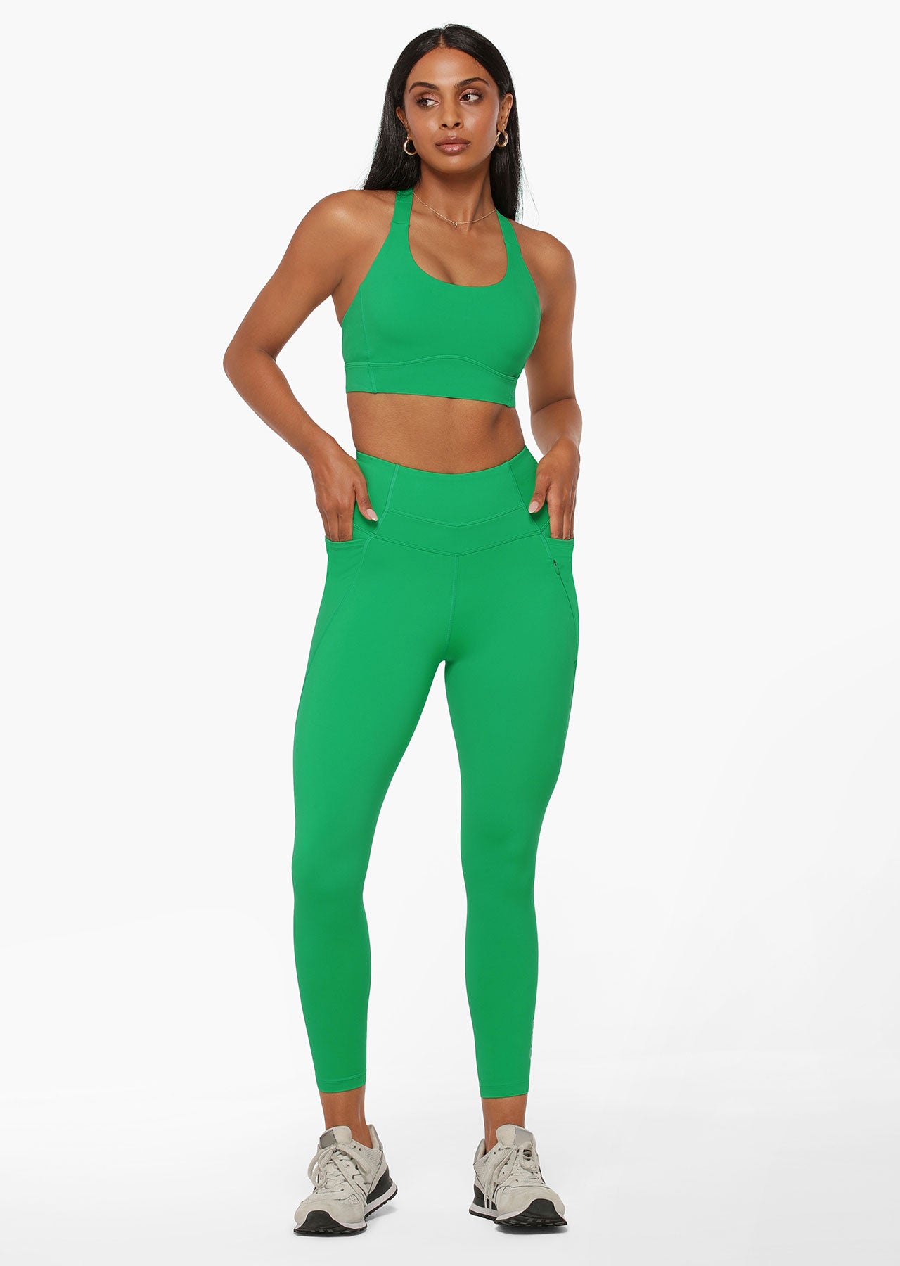 Lorna Jane Zip Pocket Recycled Stomach Support Ankle Biter Leggings - Mojito