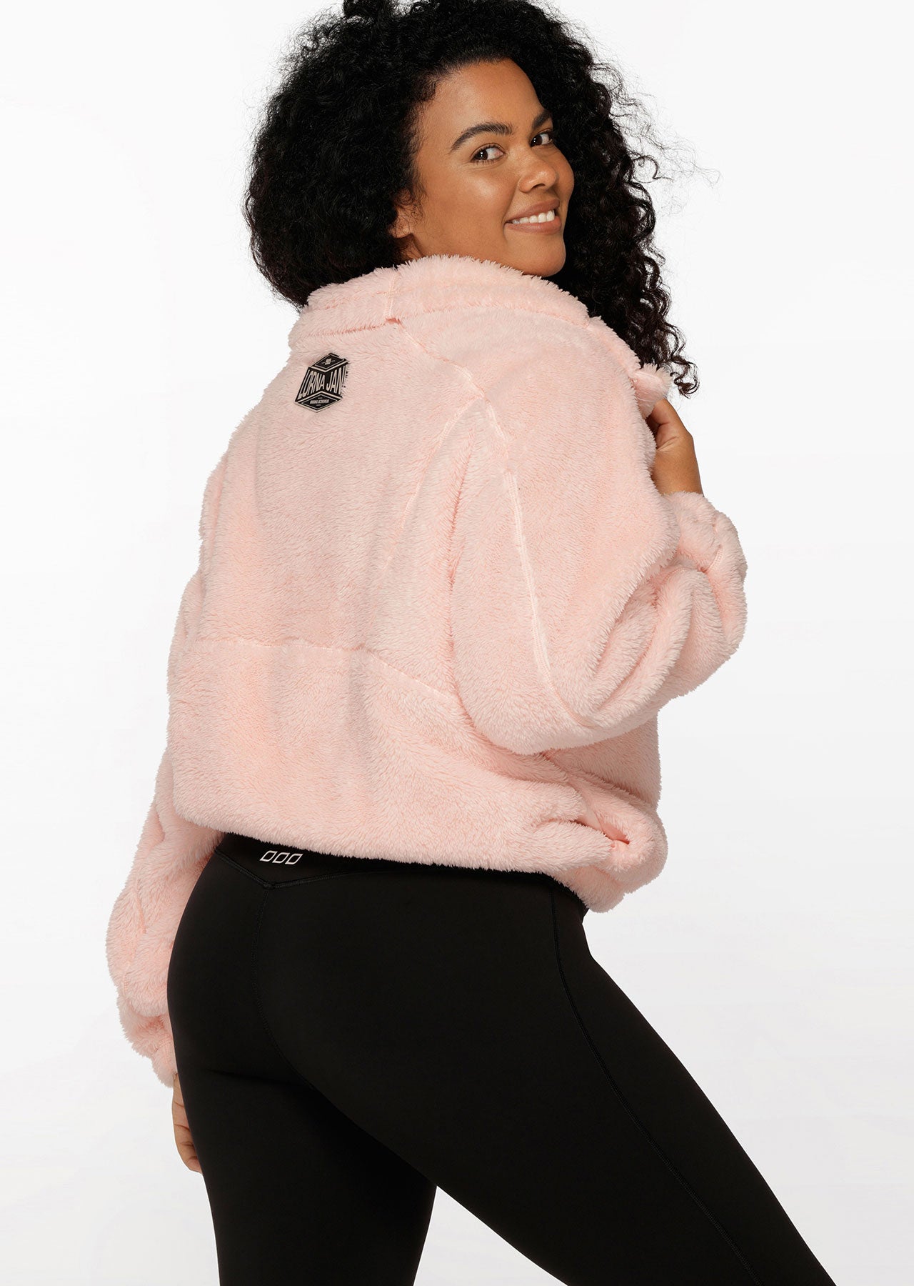 Lorna Jane Zip Front Teddy Pullover - Blushed Pink