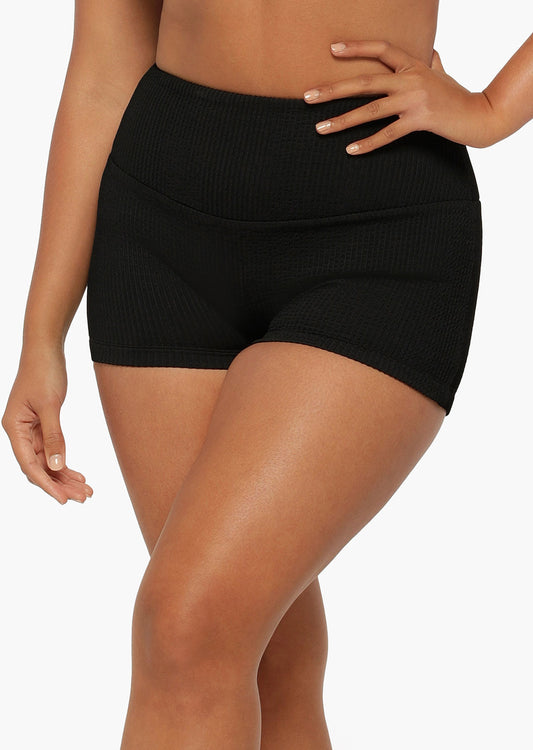 Lorna Jane Vacation Hype Crimped Swim Shorts - Black