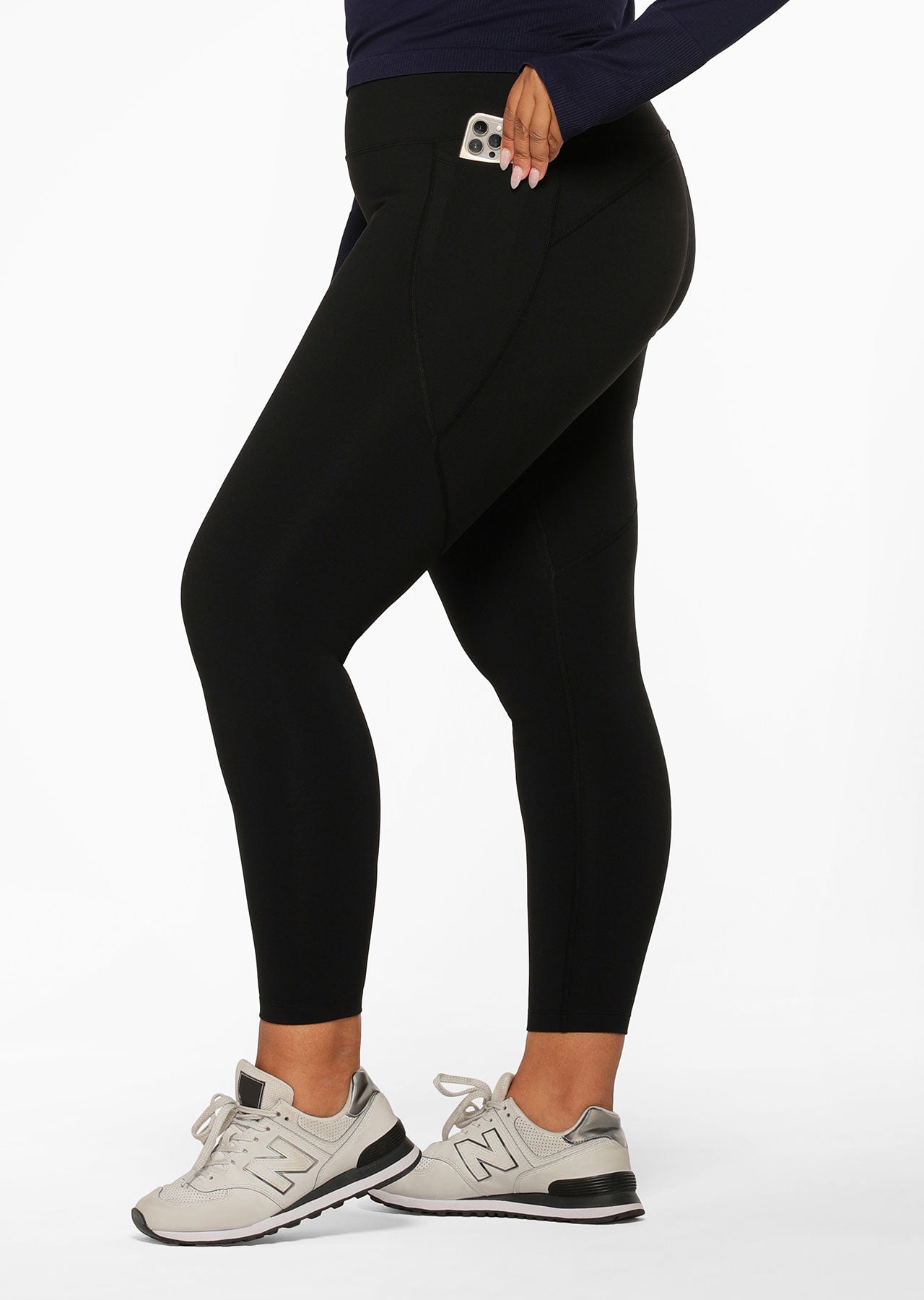 Lorna Jane Amy Thermal Phone Pocket Ankle Biter Leggings - Black