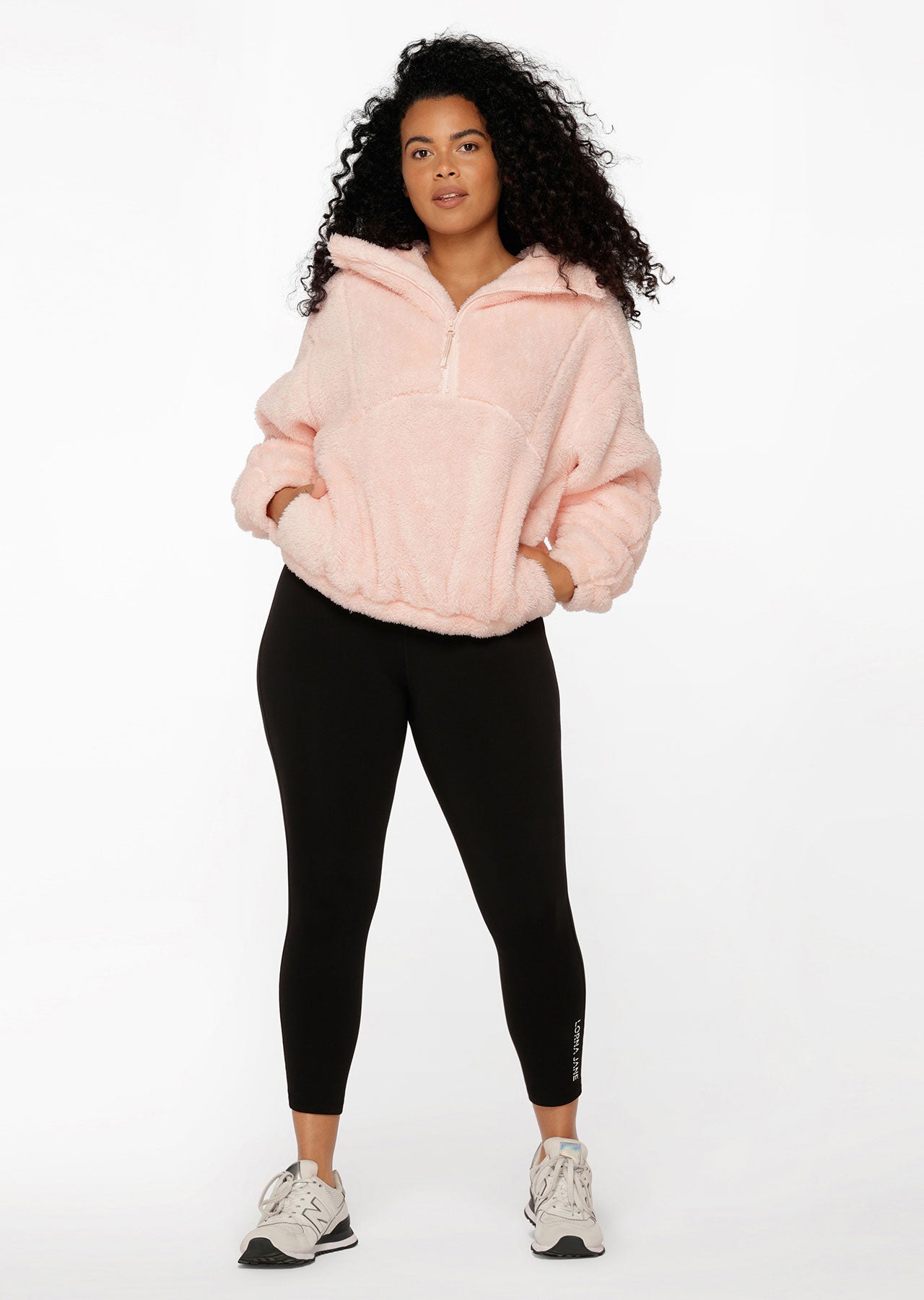 Lorna Jane Zip Front Teddy Pullover - Blushed Pink