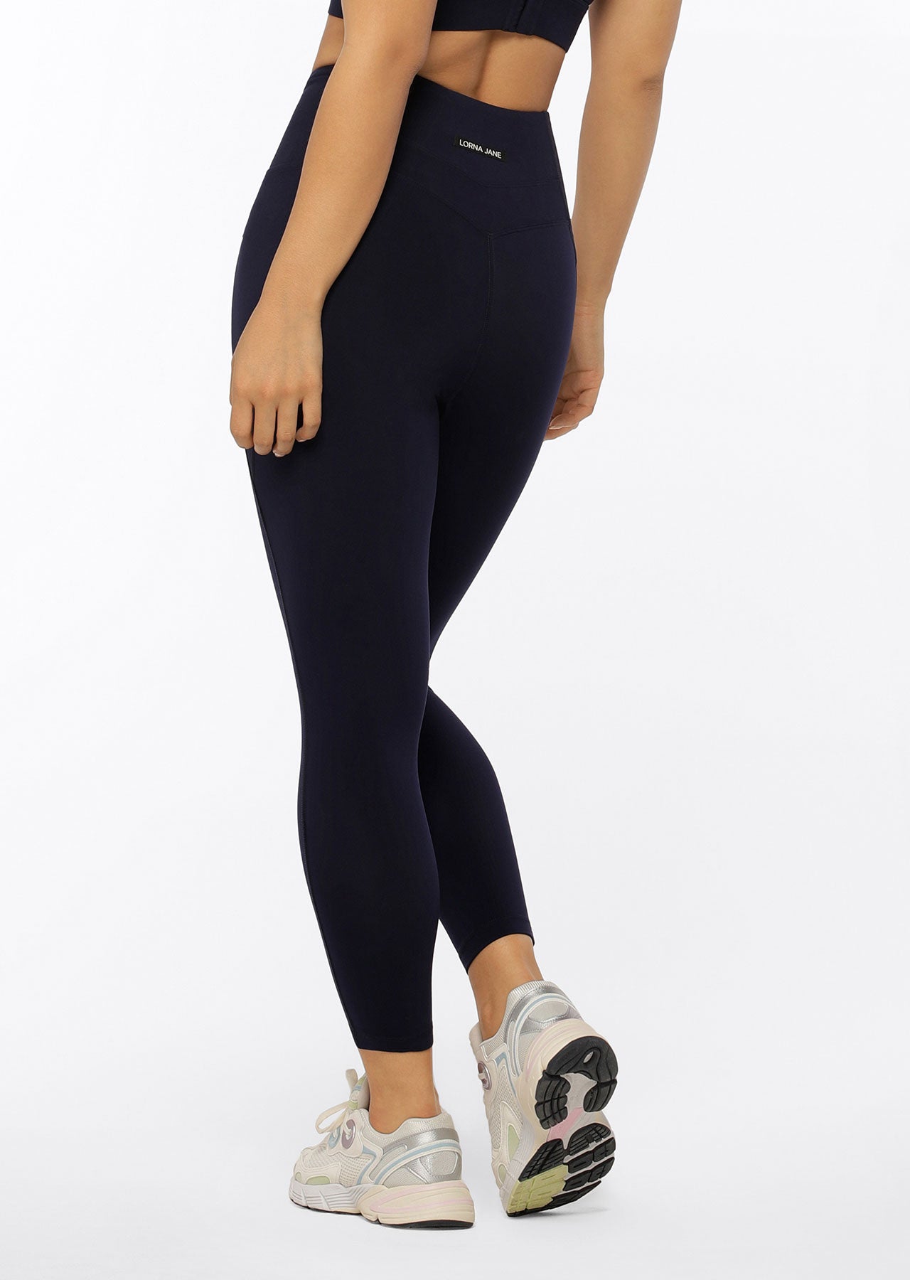 Lorna Jane Zip Pocket Recycled Stomach Support Ankle Biter Leggings - French Navy