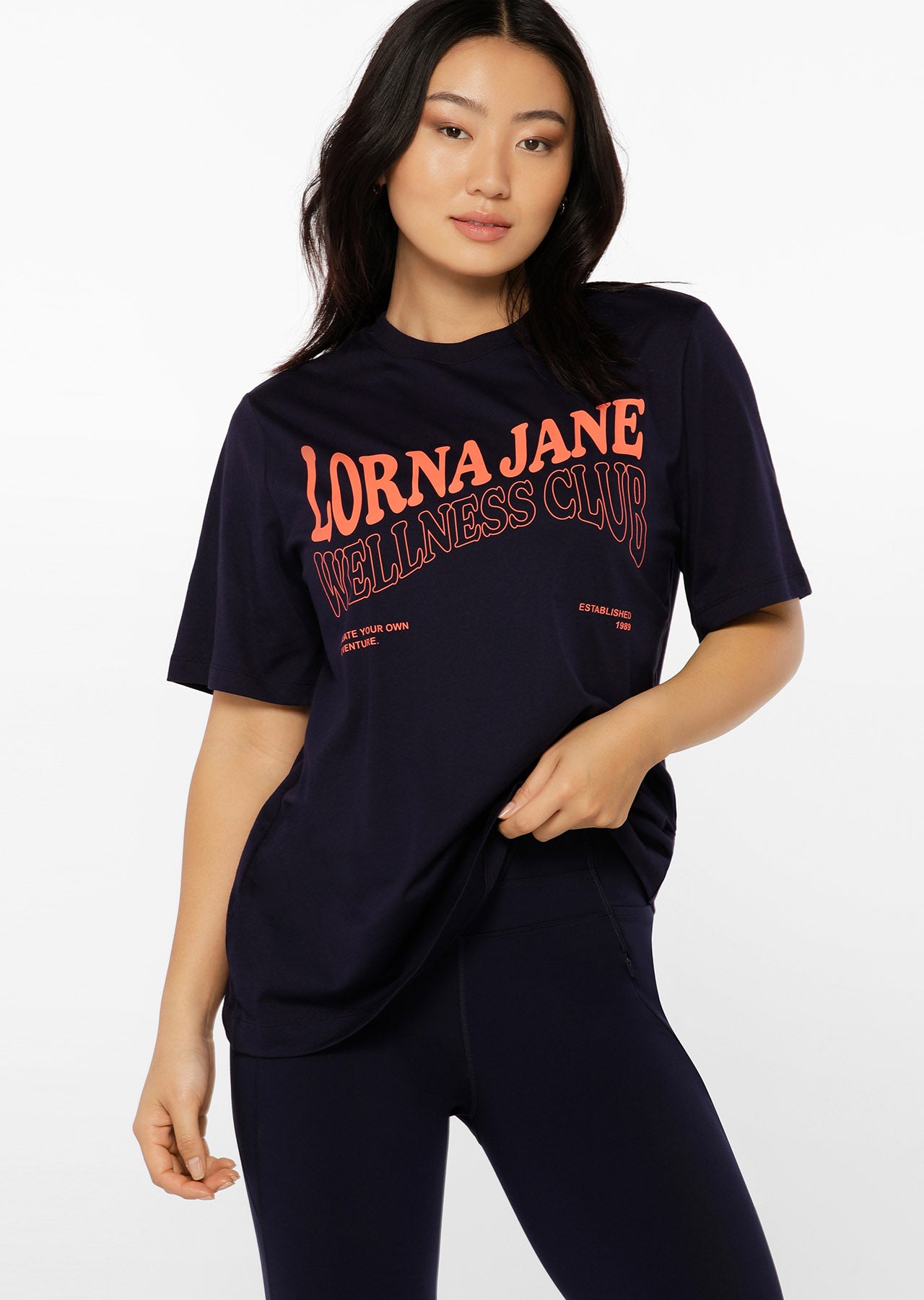 Lorna Jane Wellness Club Transdry Relaxed Tee - French Navy