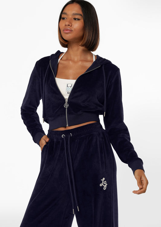 Lorna Jane Naughties Nostalgic Velour Zip Thru - French Navy
