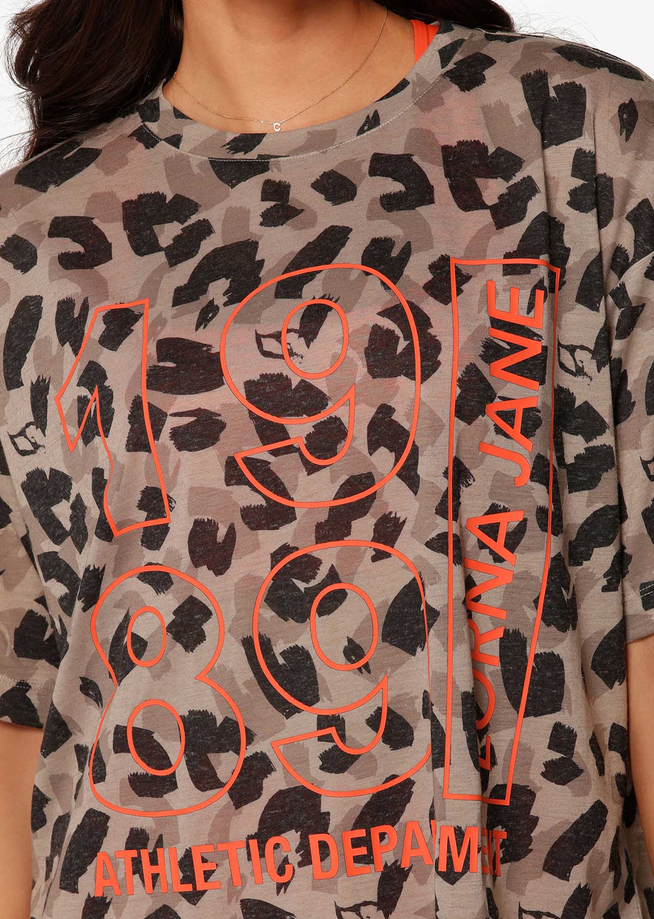 Lorna Jane Abstract Animal Boyfriend Tee - Abstract Cheetah Print