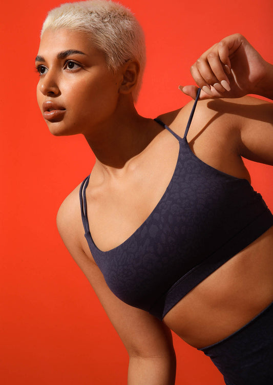 Lorna Jane Rejuvenate Sports Bra - French Navy Leopard