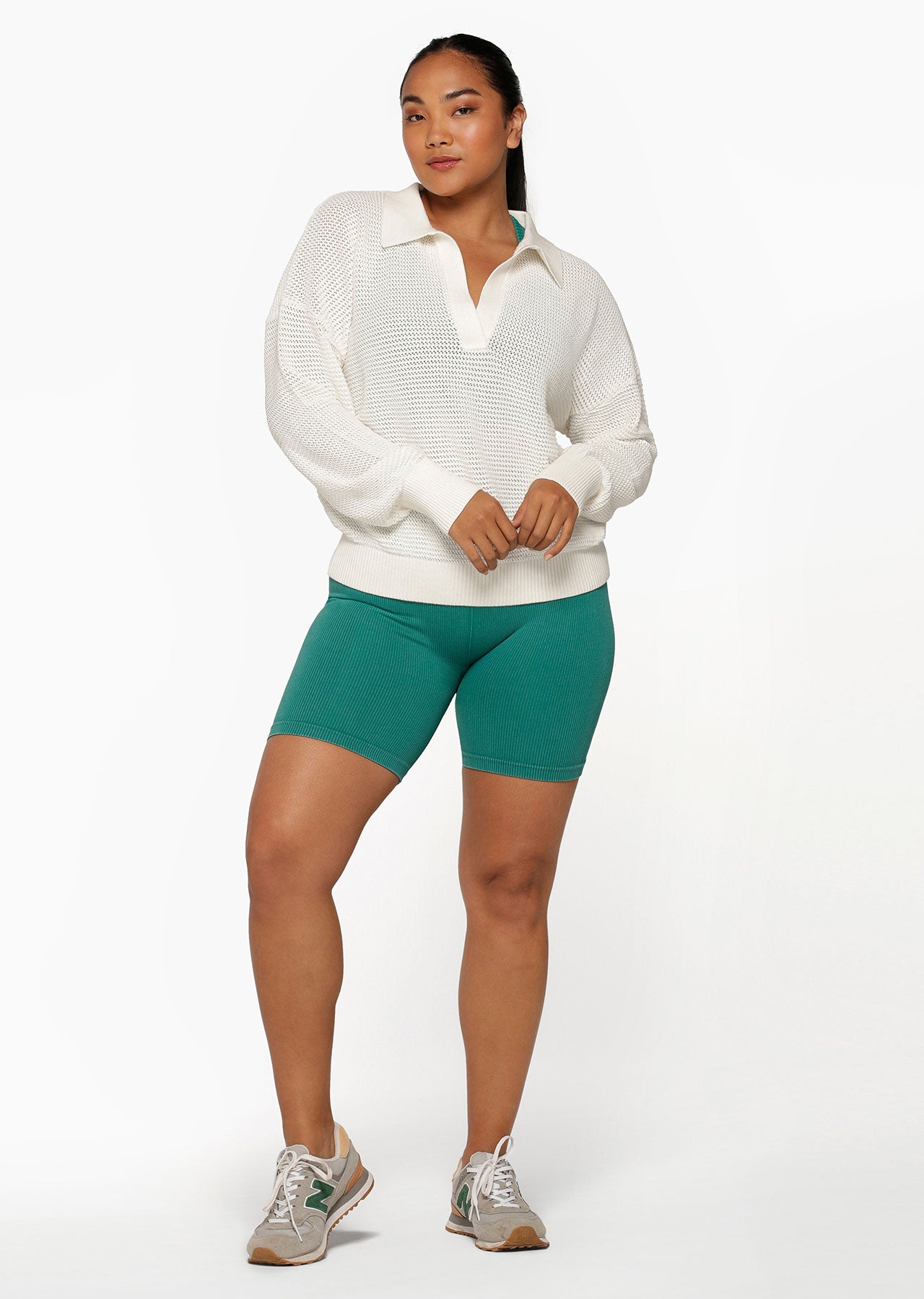 Lorna Jane Bay Open Weave Sweat - Porcelain