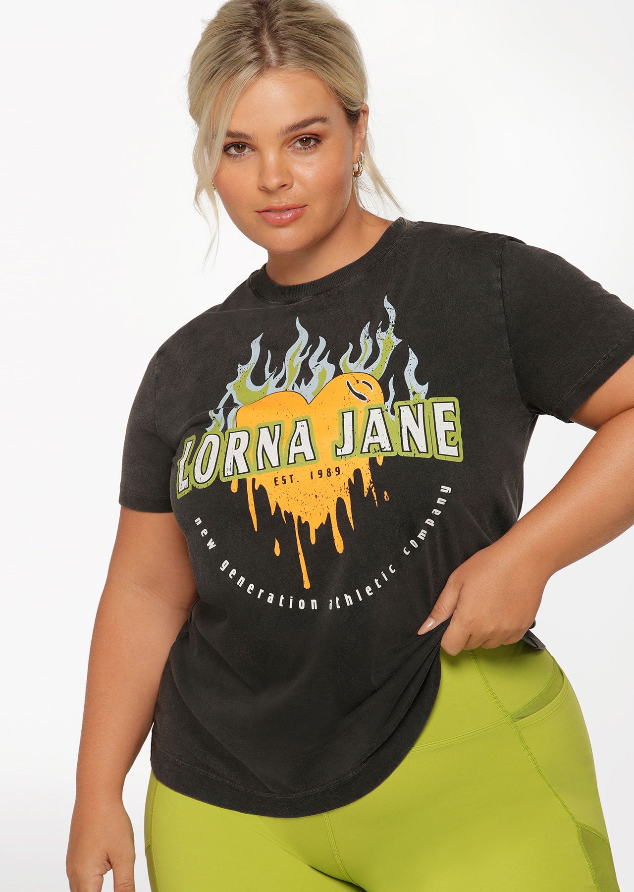 Lorna Jane Y2K Washed Classic Tee - Washed Black