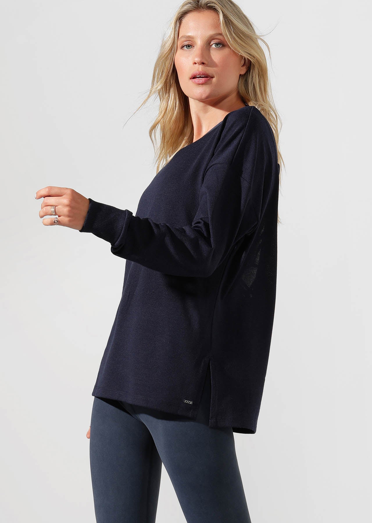 Lorna Jane Lacy Open Back Long Sleeve Top - Ink