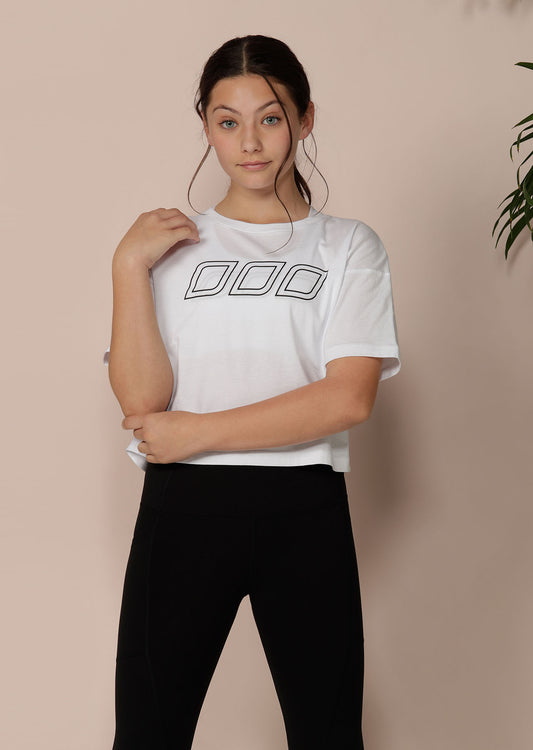 Lorna Jane LJ Classic Cropped Tee - Tween - White