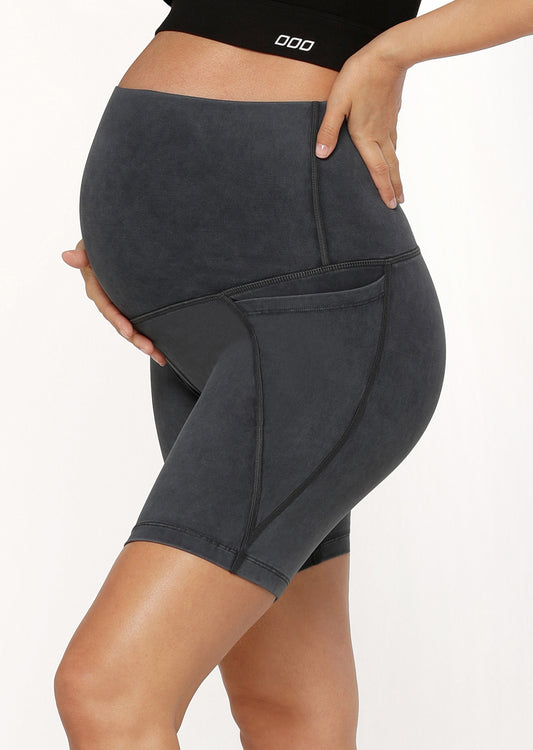 Lorna Jane LJ Maternity Phone Pocket Bike Shorts - Snow Washed Black