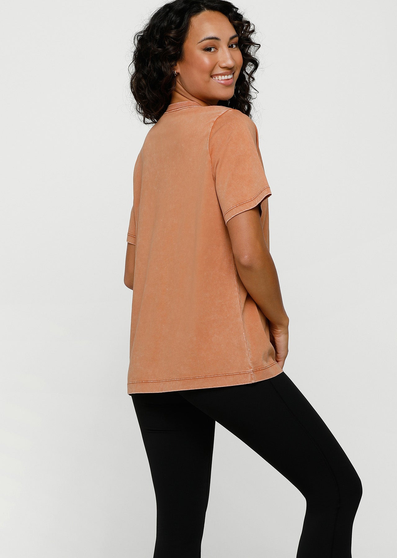 Lorna Jane LJ Moto Washed Tee - Washed Sienna