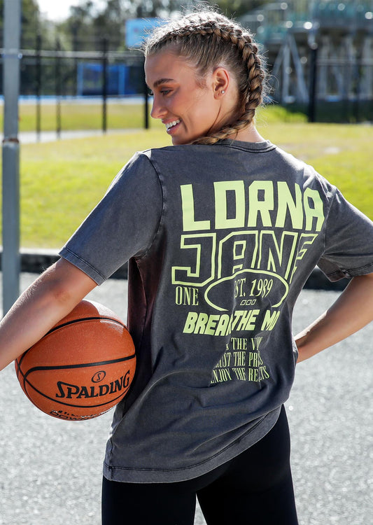 Lorna Jane LJ Movement Oversized Tee - Washed Black