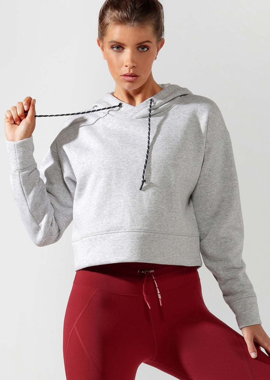 Lorna Jane LJ Original Cropped Hoodie - Grey Marl