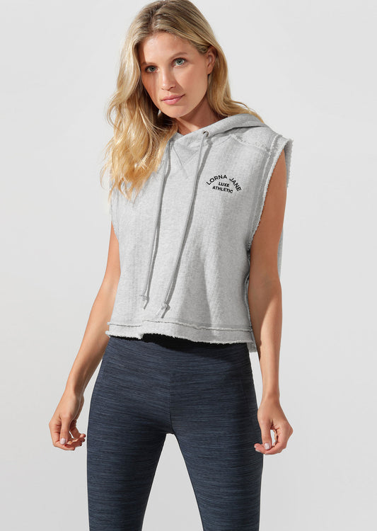 Lorna Jane LJ Post Practice S/less Hoodie - Light Grey Marl
