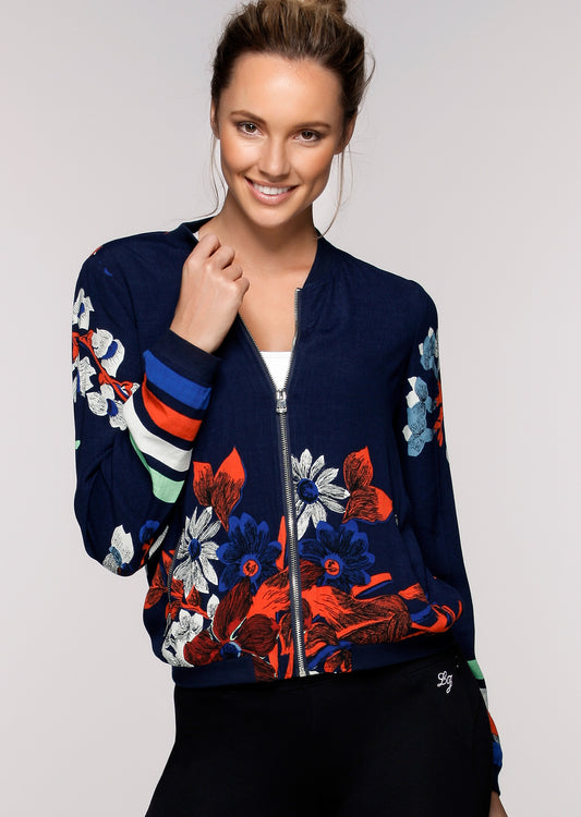 Lorna Jane LJ Retro Bomber Jacket - Ink/Floral