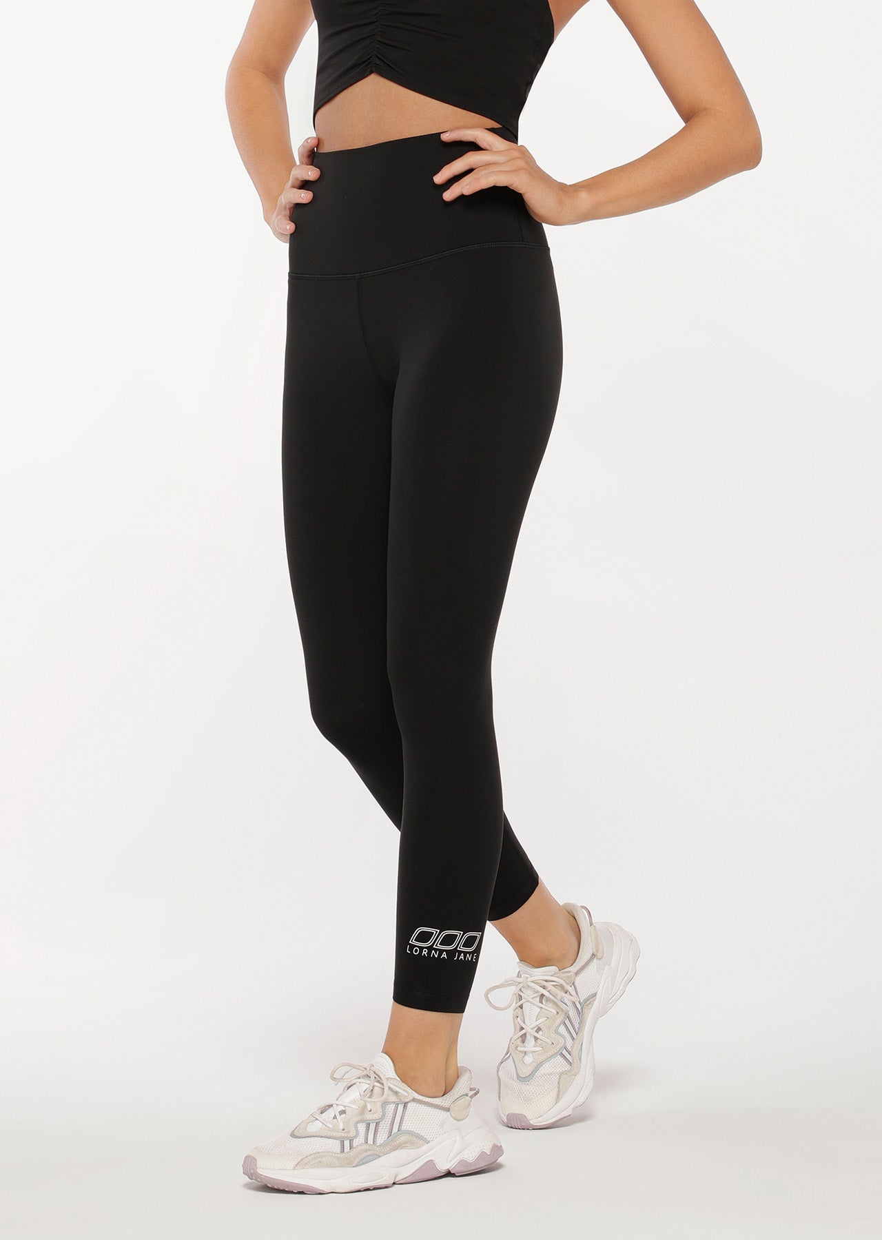 Lorna Jane LJ Ultra Hi-Fold Ankle Biter Leggings - Black