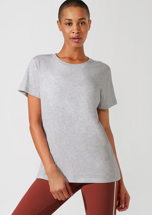 Lorna Jane LJ Varsity Tee - Light Grey Marl