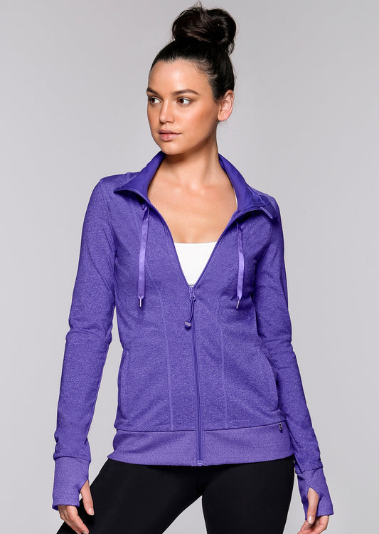 Lorna Jane Mona L/Slv Zip Through - Blueberry Marl