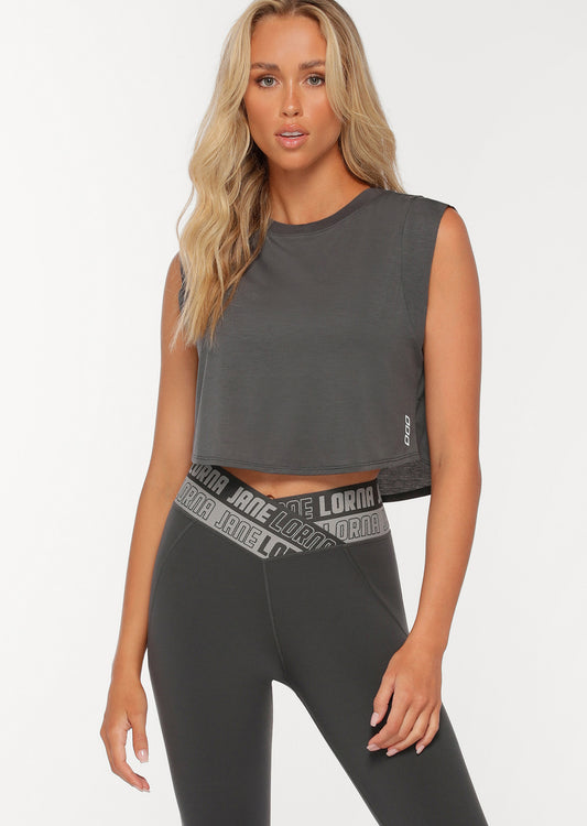 Lorna Jane Move Easy Cropped Tank - Titanium