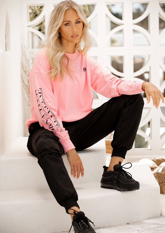 Lorna Jane Neon Nights Long Sleeve Top - Neon Pink
