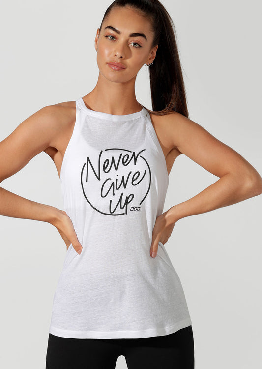 Lorna Jane Never Give Up Tank - White