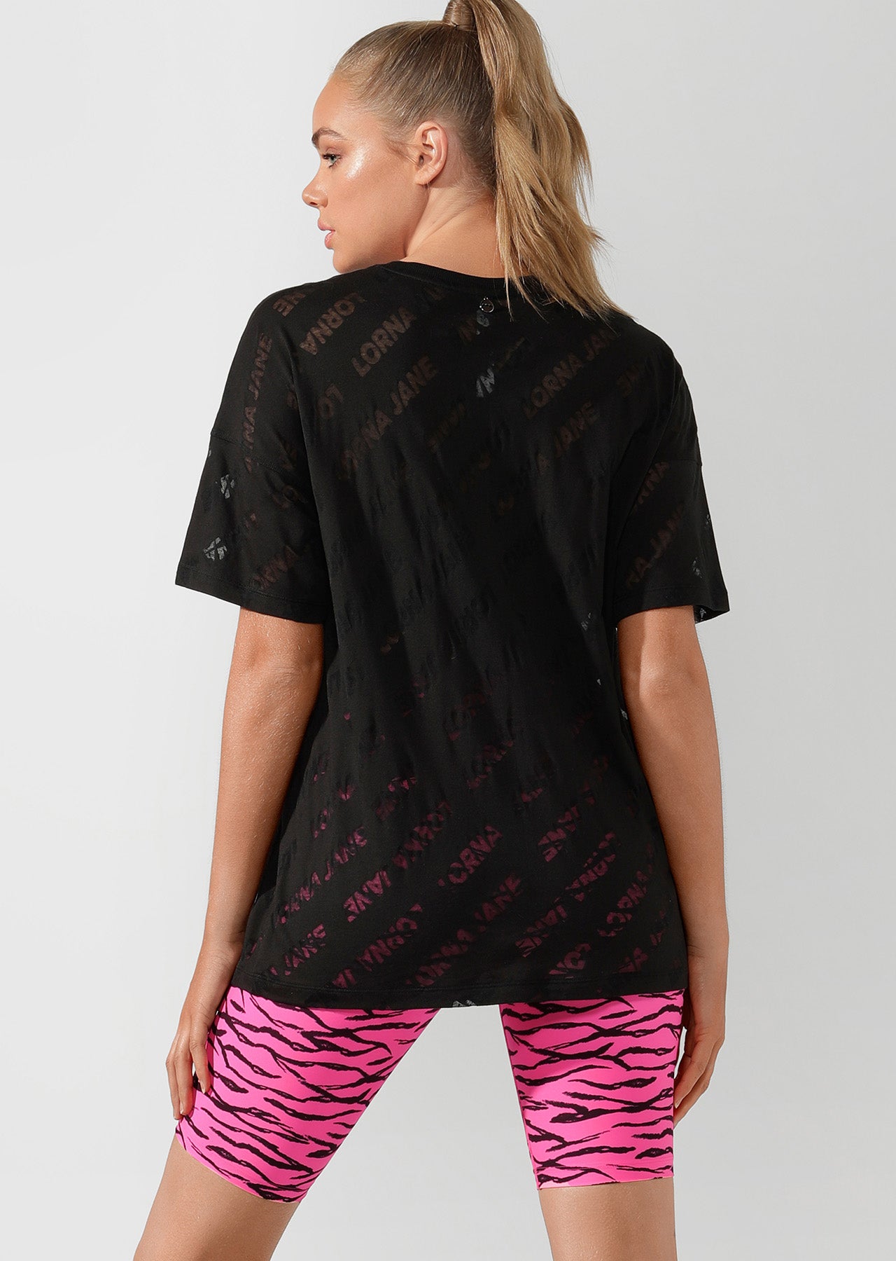Lorna Jane Oversized Burnout Tee - Black