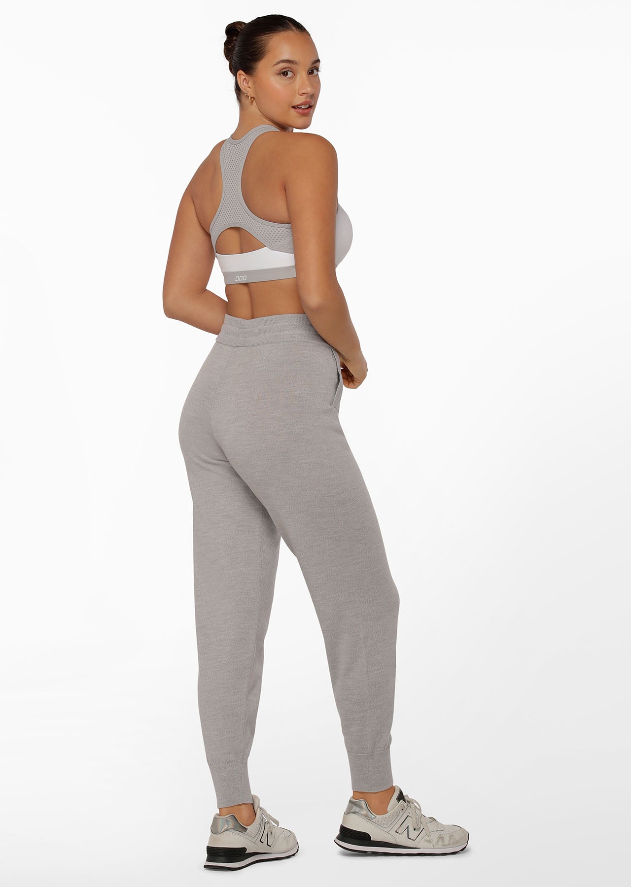 Lorna Jane Pushing Limits Sports Bra - White / Concrete Grey