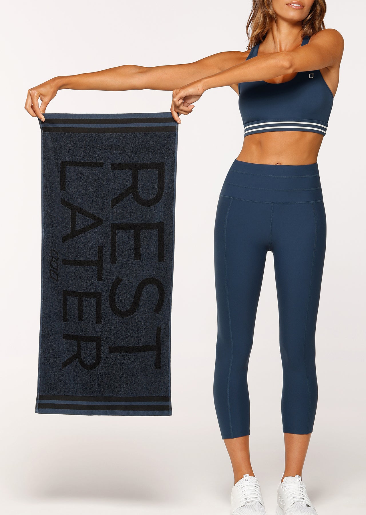 Lorna Jane Rest Later Sweat Towel - Black/Pebble Blue