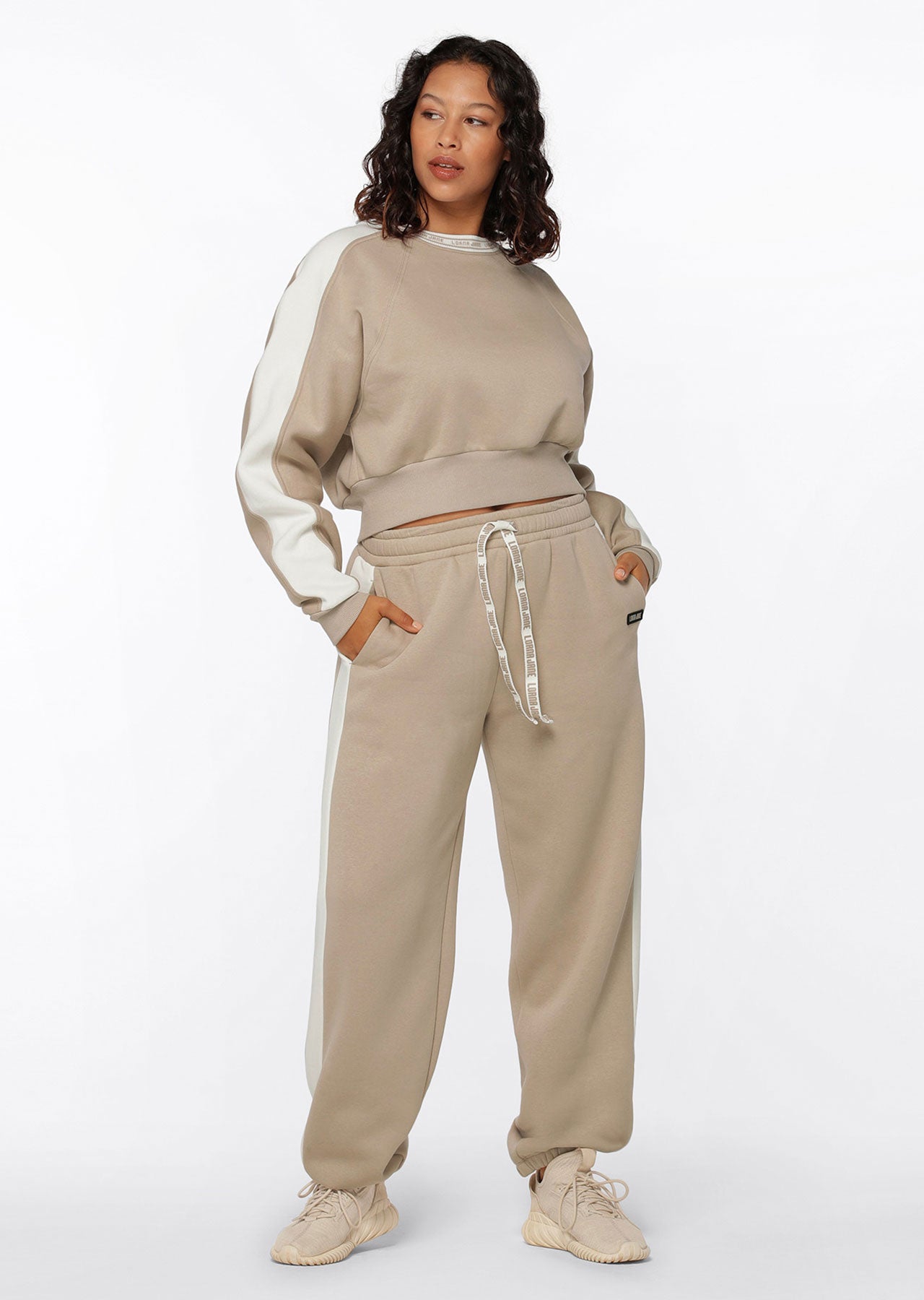 Lorna Jane Serene Fleece Crop Jumper - Off-White