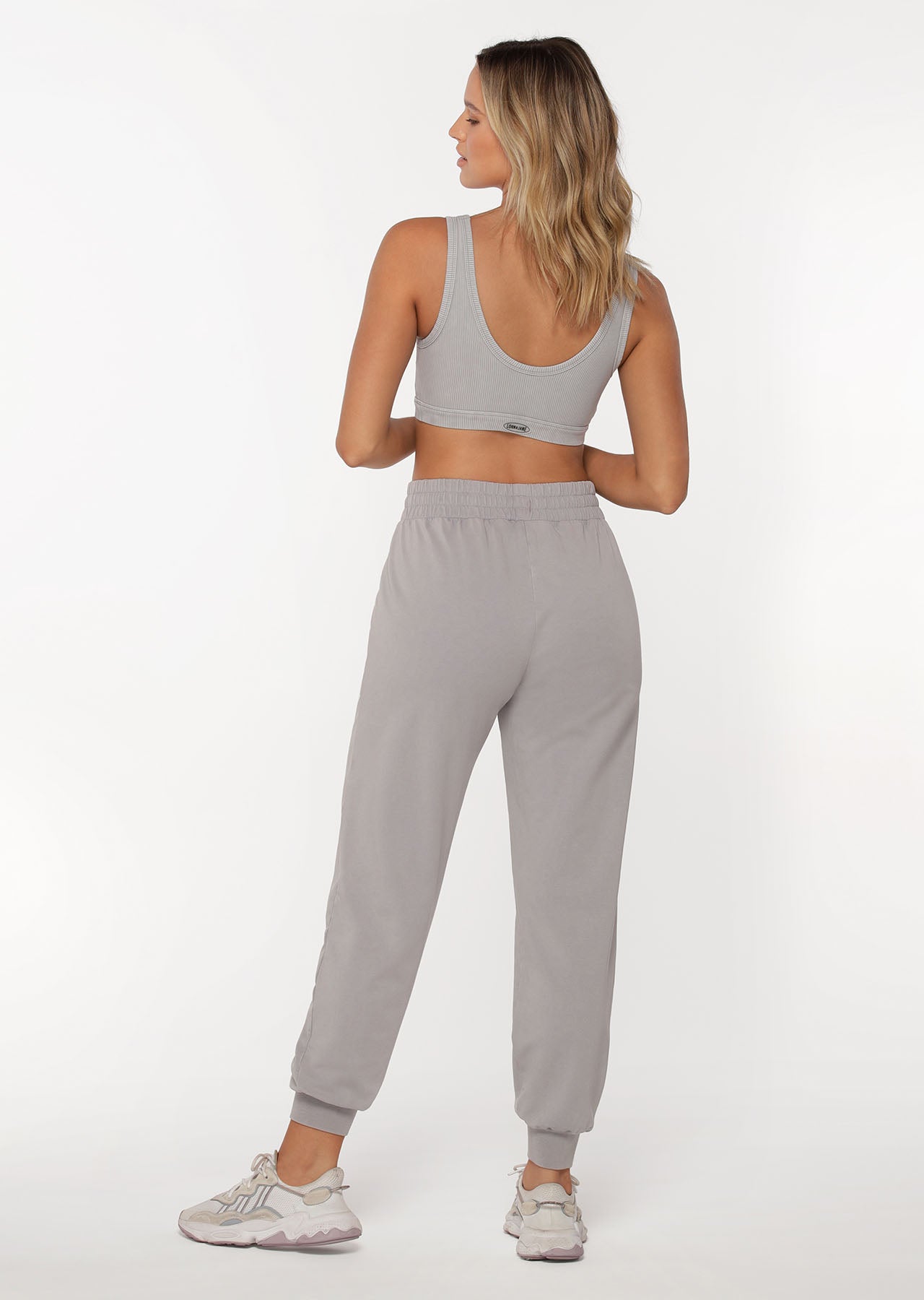 Lorna Jane Serenity Rib Sports Bra - Washed Concrete Grey