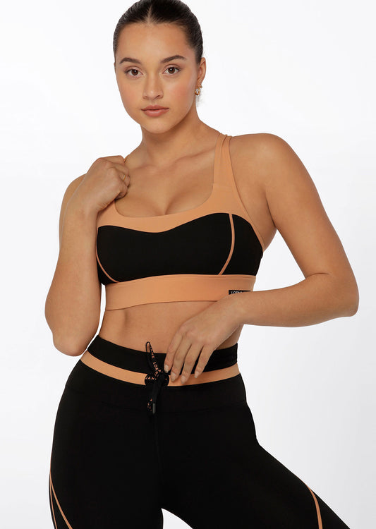 Lorna Jane Summit Support Contrast Sports Bra - Black Toffee