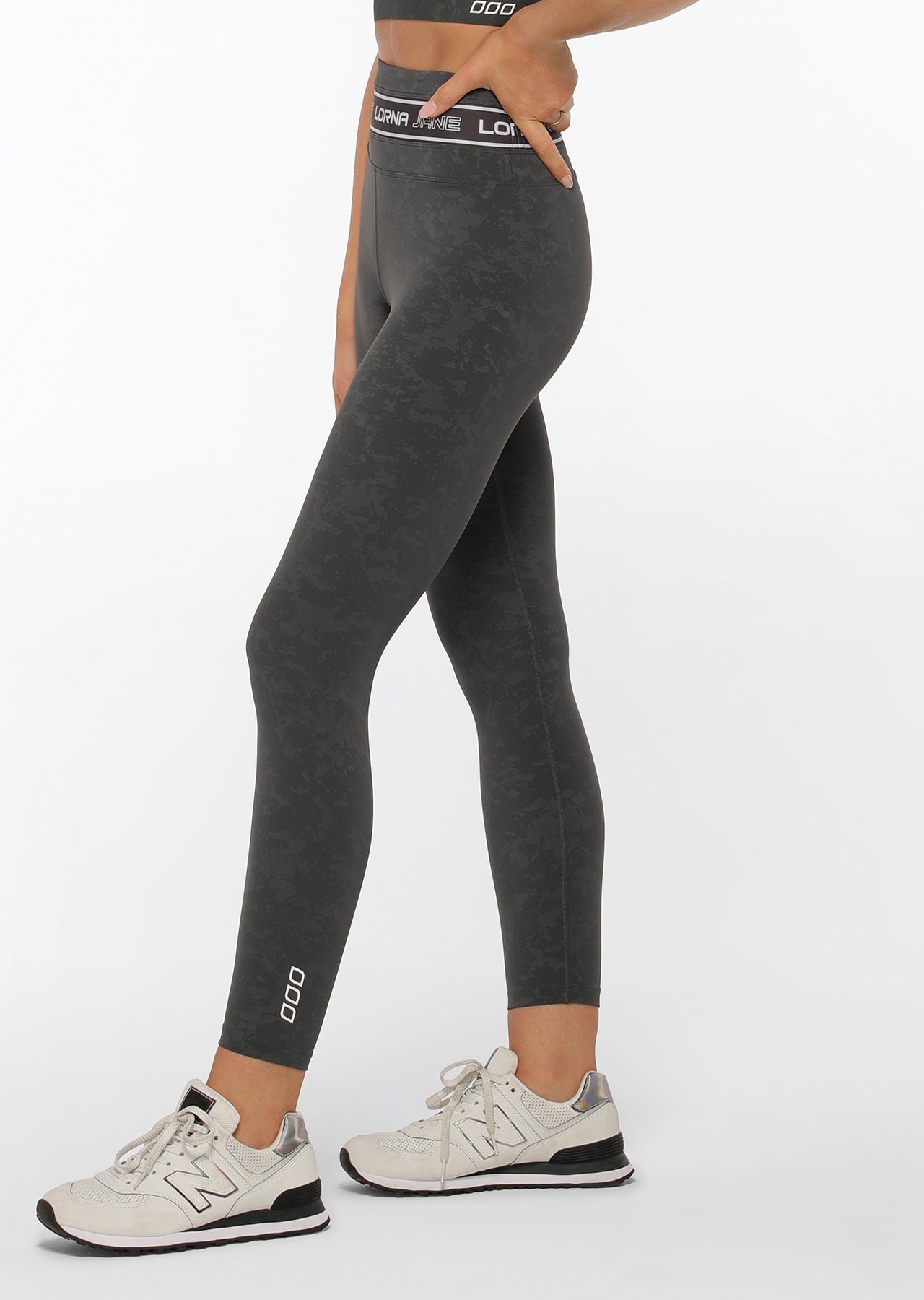 Lorna Jane Tempo Ankle Biter Leggings - Washed Titanium