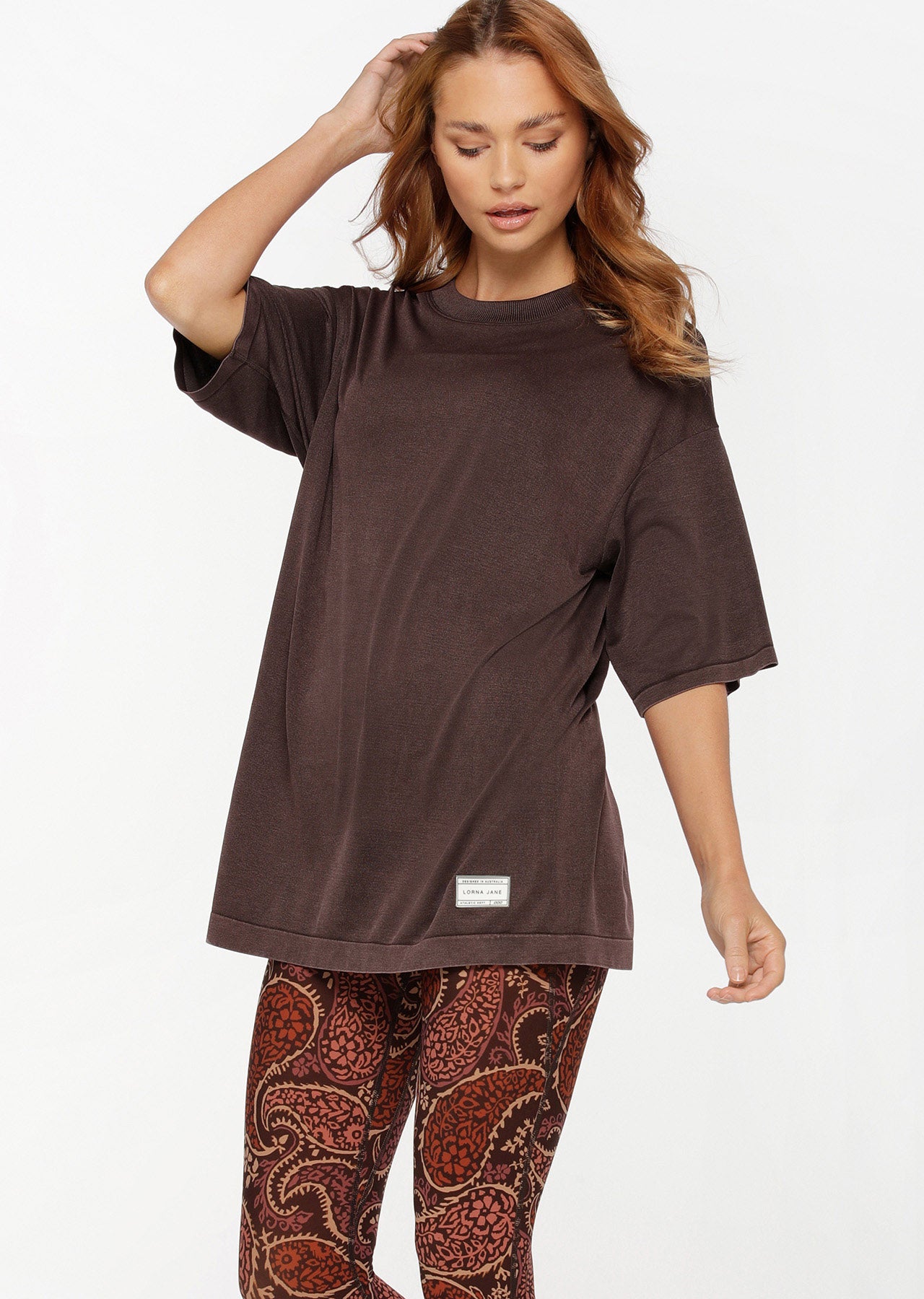 Lorna Jane Tempo Seamless Oversized Tee - Washed Volcano