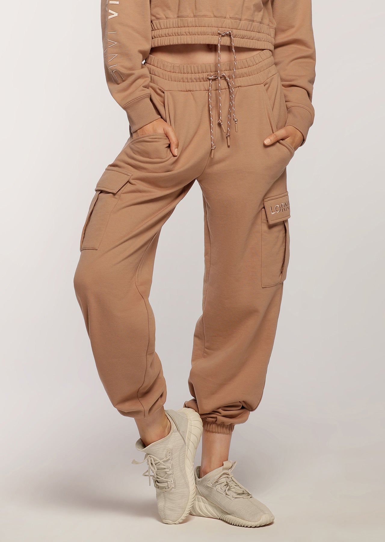 Lorna Jane Utility Pocket Track Pants - Biscuit