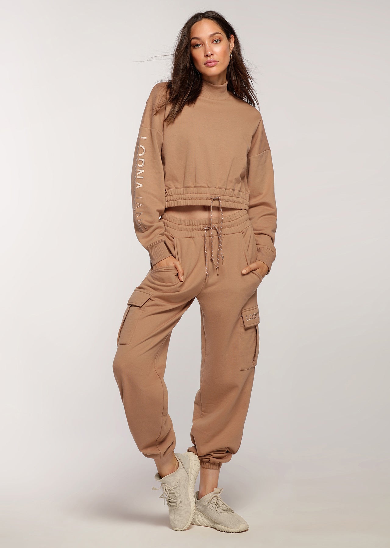 Lorna Jane Utility Pocket Track Pants - Biscuit
