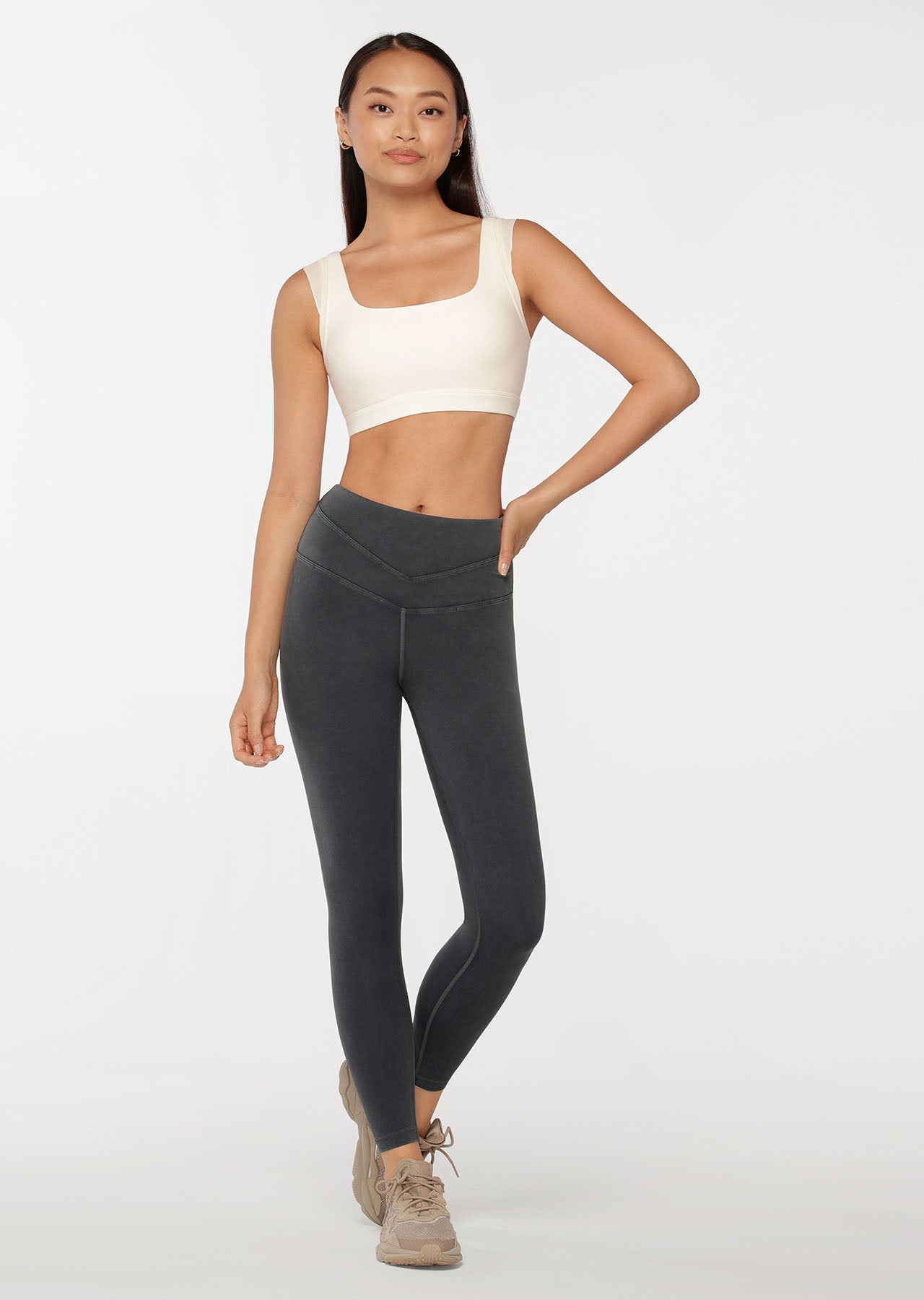 Lorna Jane Washed Core Ankle Biter Leggings - Washed Black