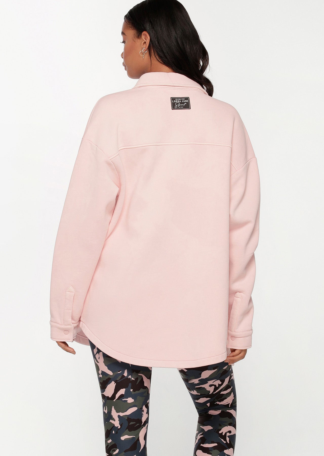 Lorna Jane Washed Fleece Shacket - Washed Cherry Blossom