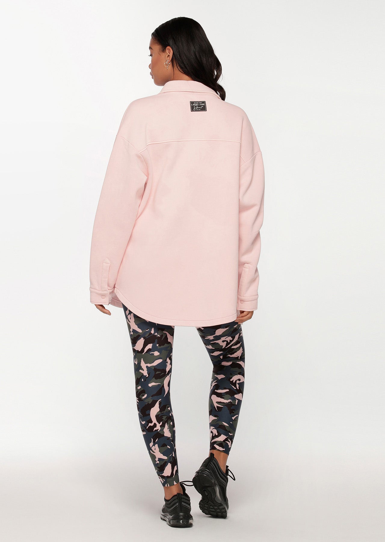 Lorna Jane Washed Fleece Shacket - Washed Cherry Blossom