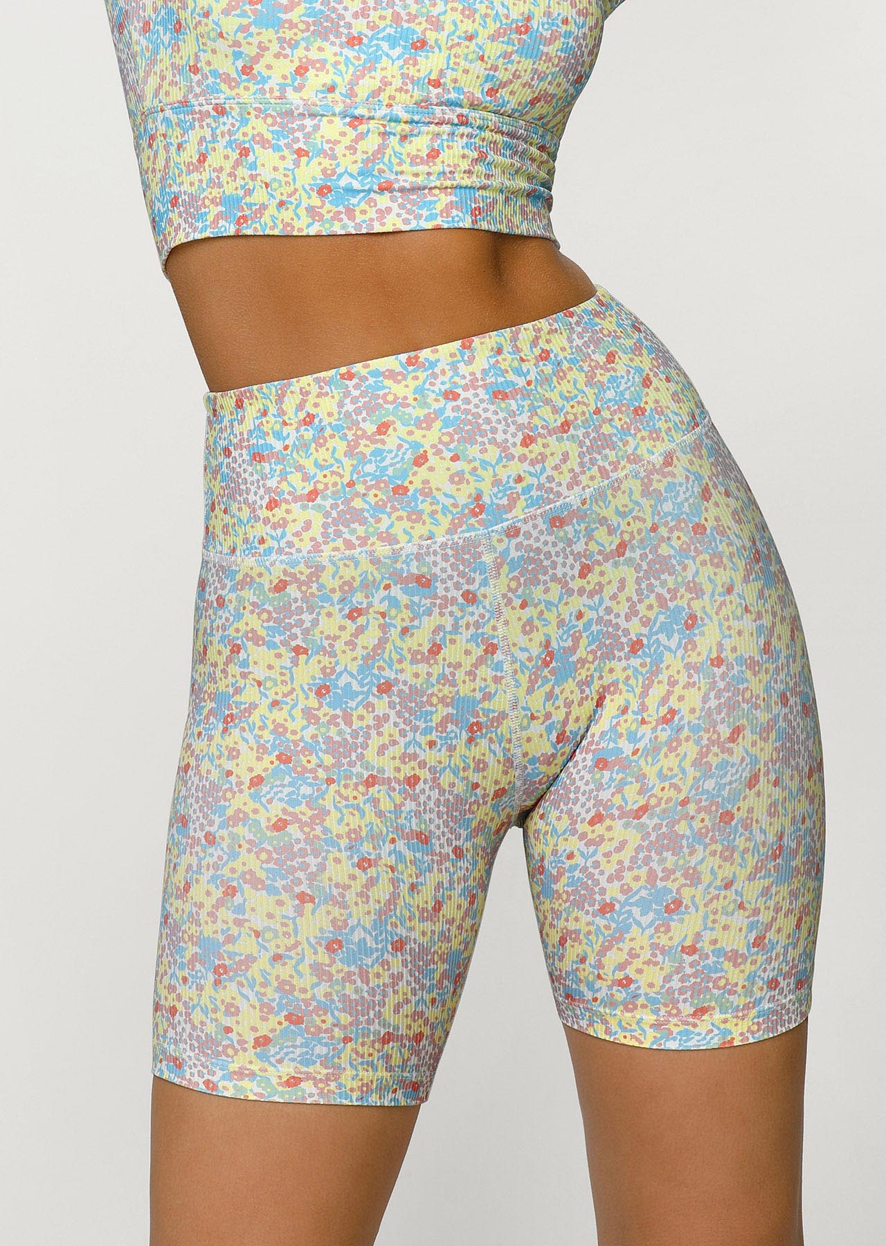 Lorna Jane Wildflower Rib Bike Short - Wildflower Print