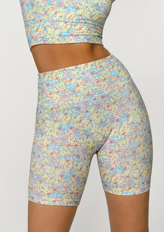 Lorna Jane Wildflower Rib Bike Short - Wildflower Print