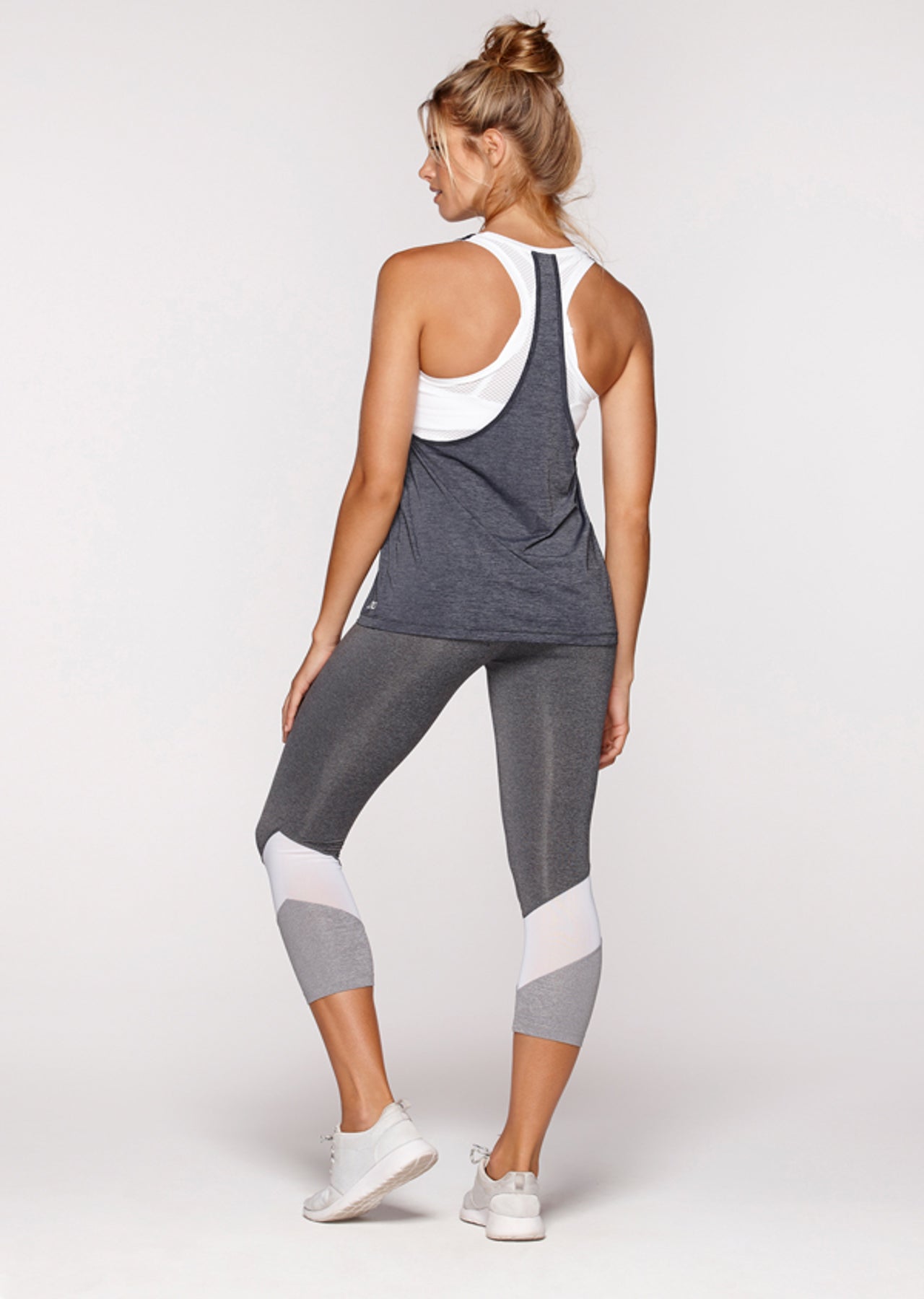 Lorna Jane Willow Excel Tank - Char Marl/White