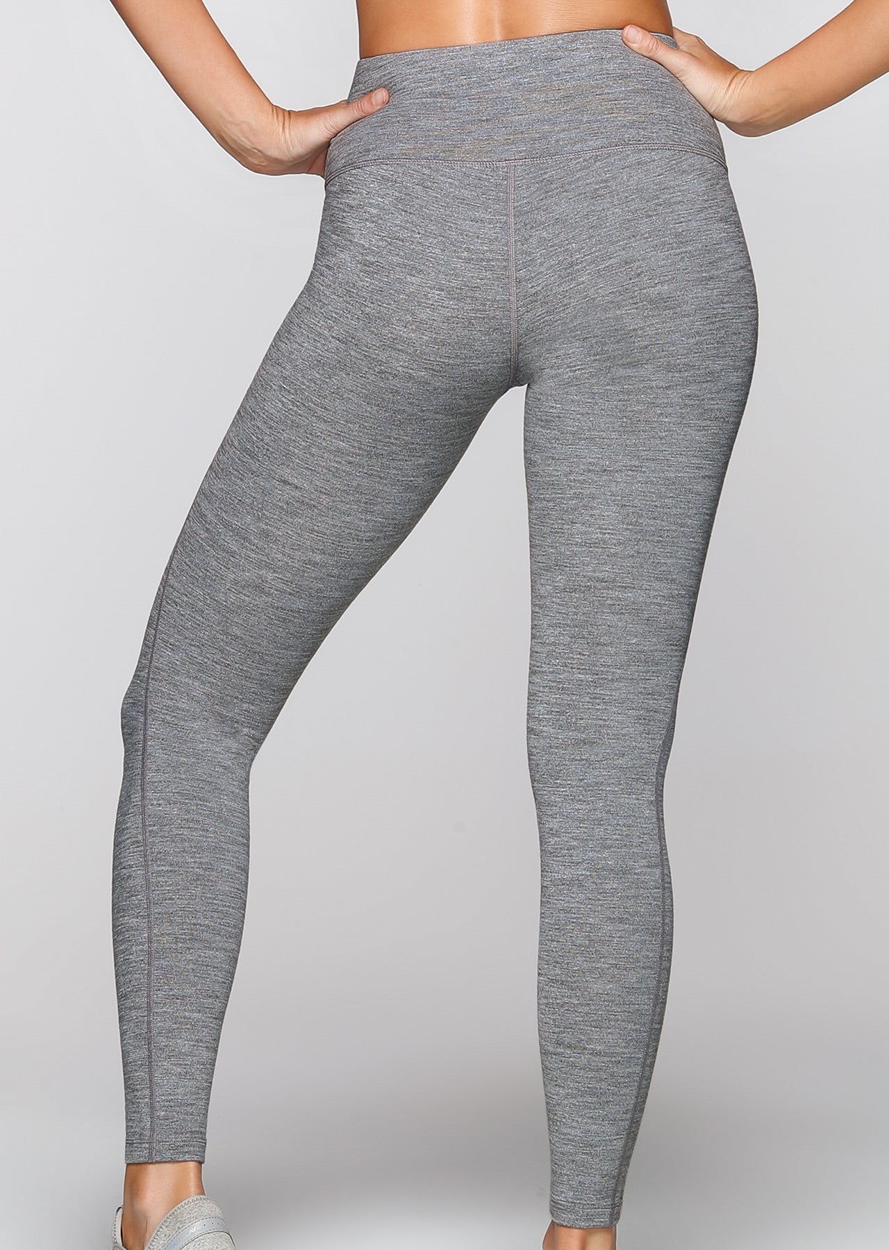 Lorna Jane Winter Thermal Core F/L Tight - Mid Grey Marl Stripe