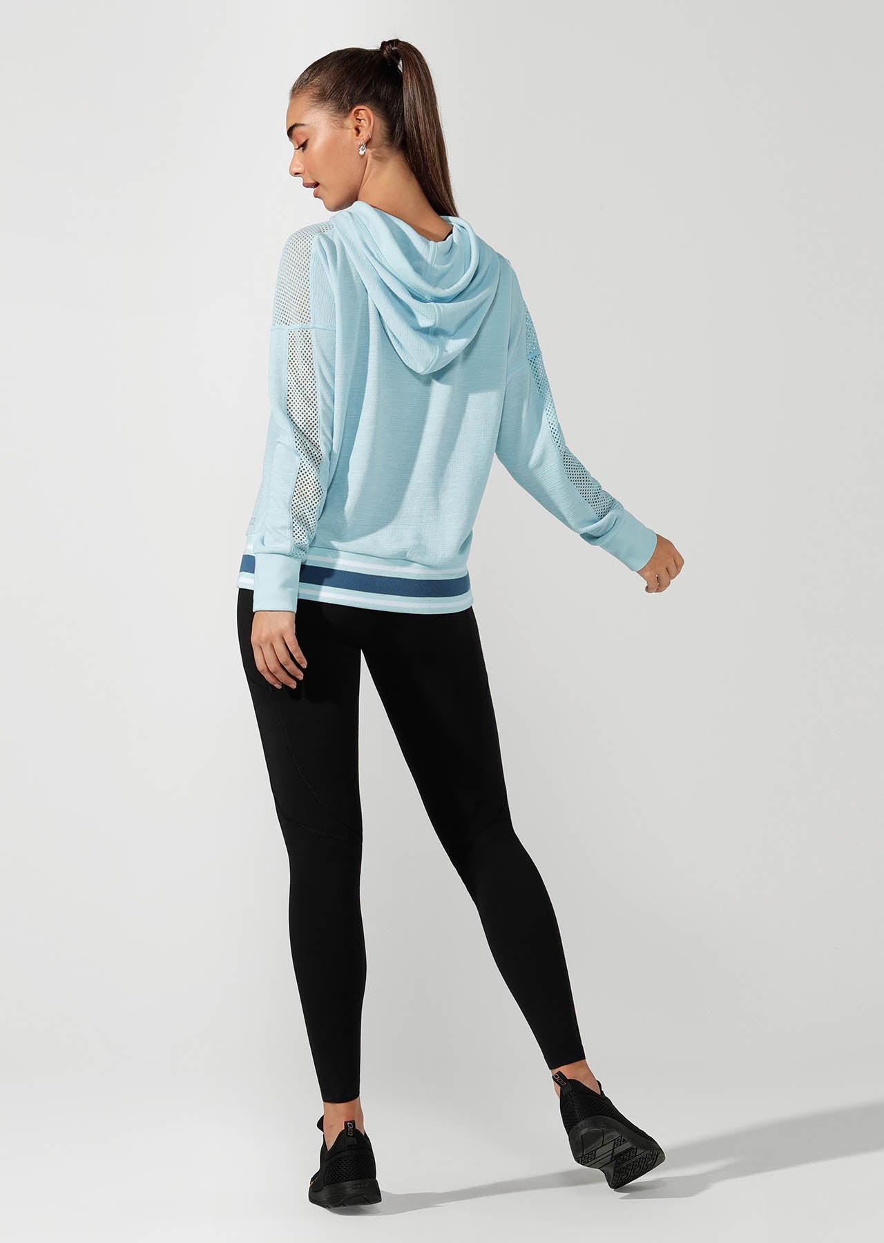 Lorna Jane Workout Mesh Cropped Hoodie - Amalfi